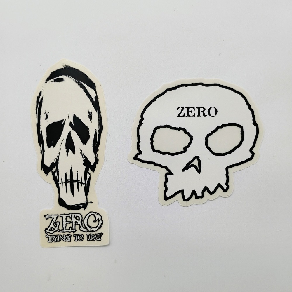 Zero Skateboards Set Of 2 Stickers Skull Vintage 1990's  Skateboarding